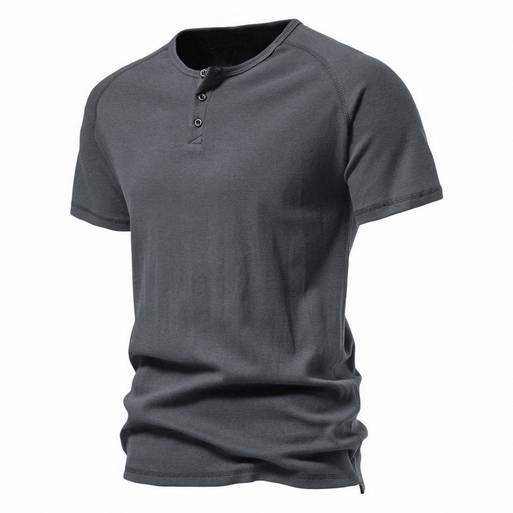 Men's Basic Casual Slim Short Sleeve Henley T-Shirt