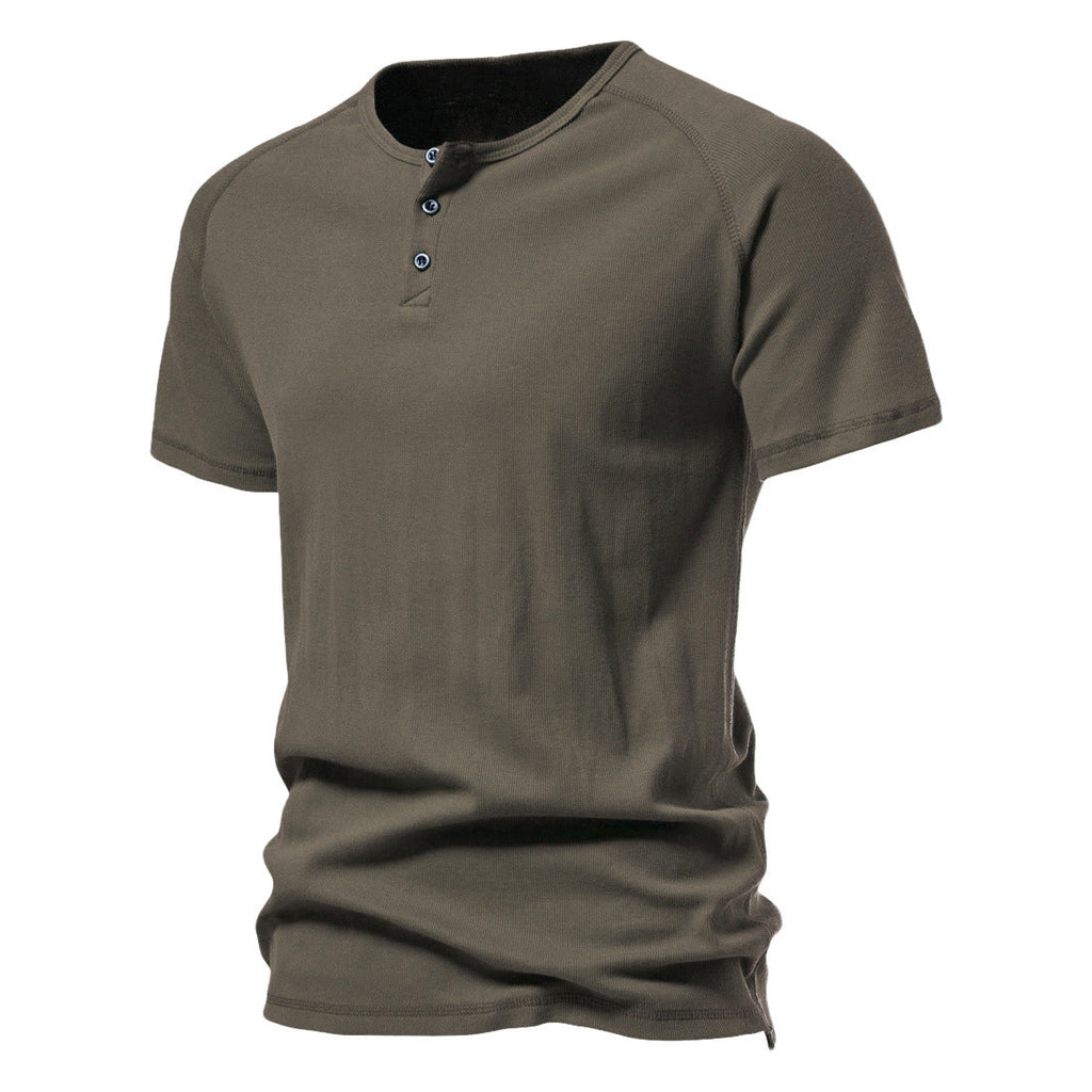 Men's Basic Casual Slim Short Sleeve Henley T-Shirt