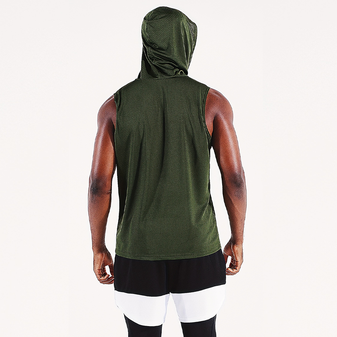 Men's Athletic Quick Dry Drawstring Sleeveless Sweatshirt