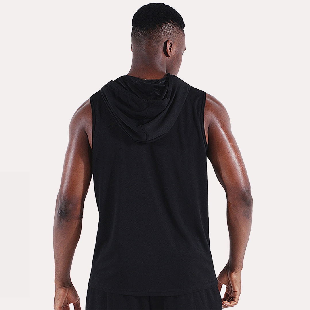 Men's Athletic Quick Dry Drawstring Sleeveless Sweatshirt