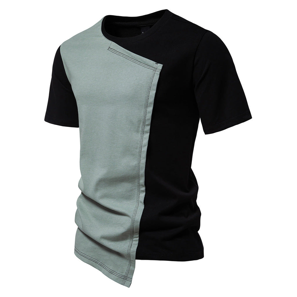Men's Cotton Irregular Hem Round Neck Short Sleeve T-shirt