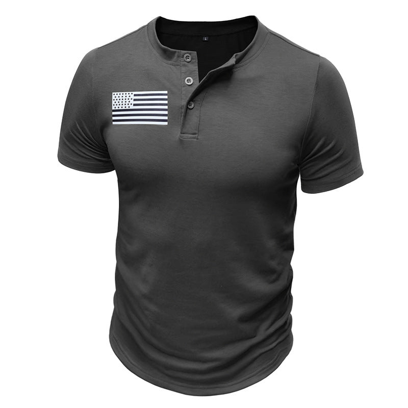 Men's Print Short Sleeve Henley T-Shirt