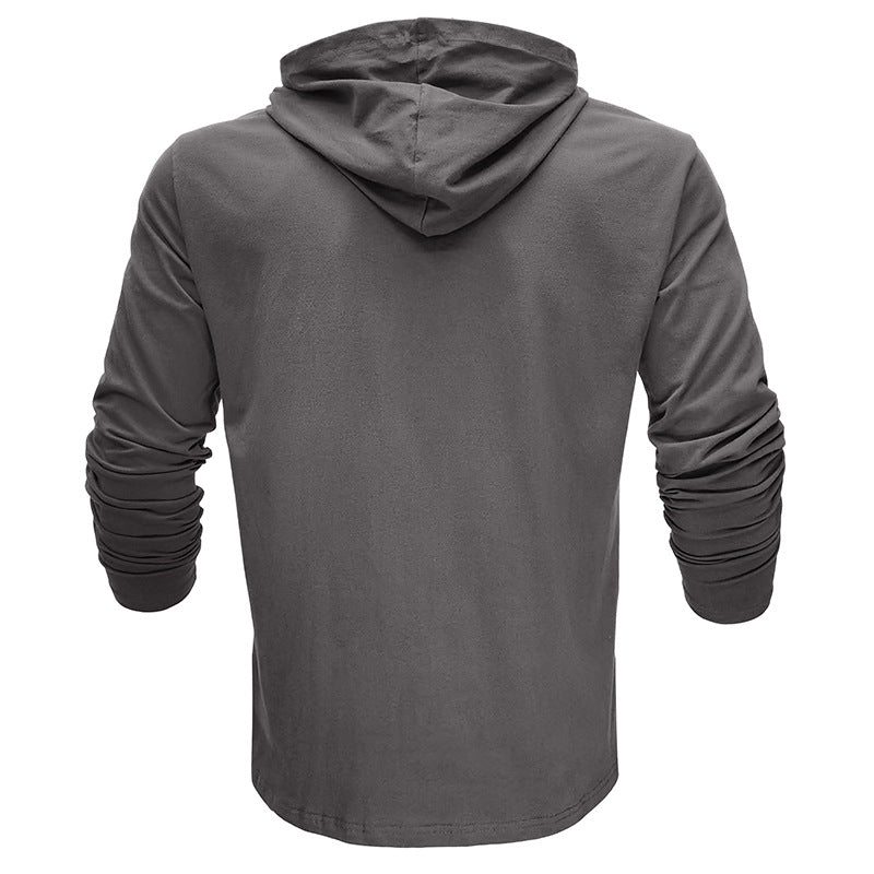 Men's Cotton Solid Color Long Sleeve Pullover Hoodie