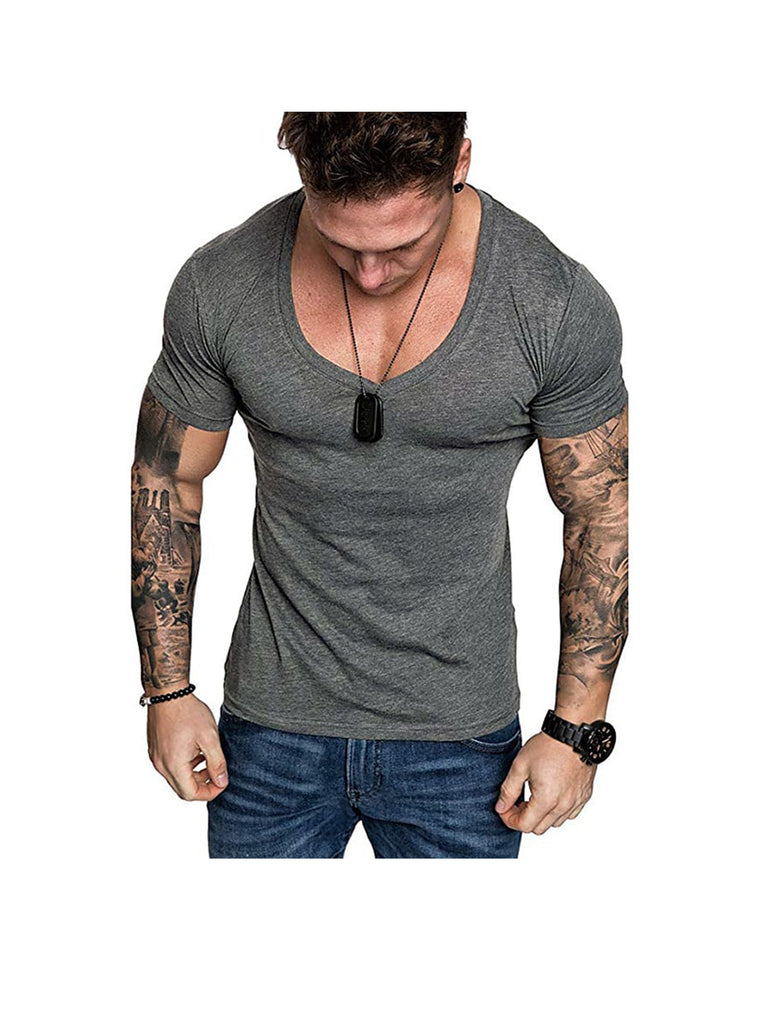 Men's  V-Neck Solid Color Casual T-Shirt