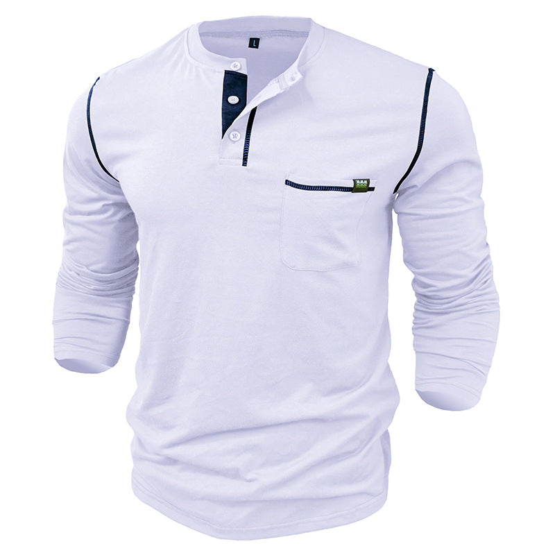 Men's Long Sleeve Color Block Henley T-Shirt