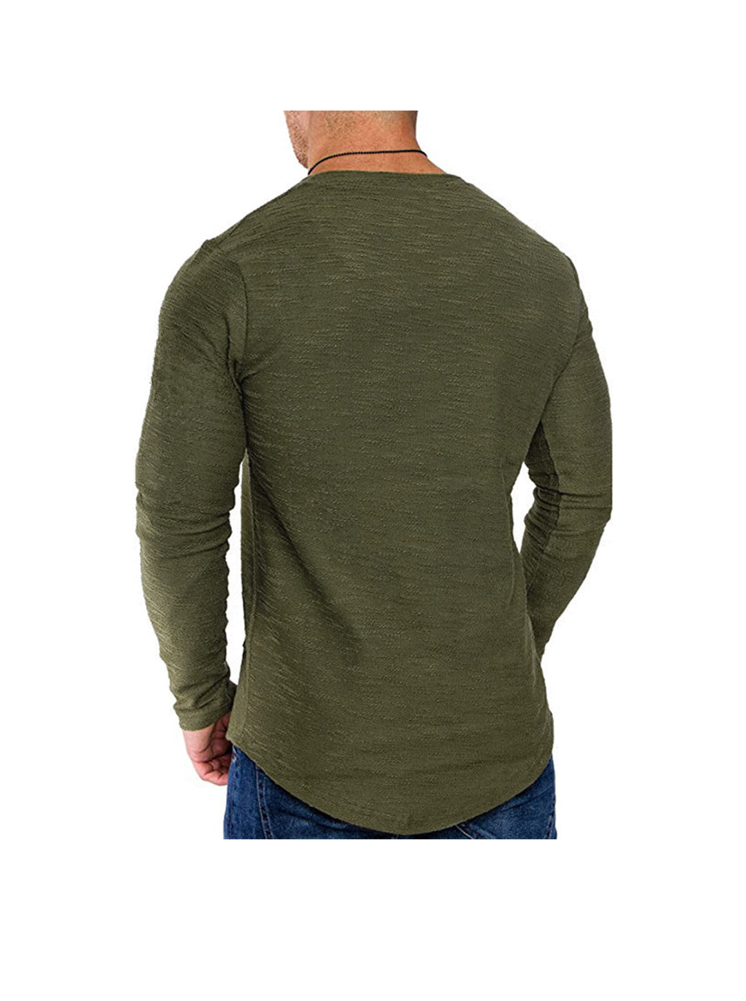 Men's Textured Solid Color High Quality Crew Neck T-shirt Soft Breathable