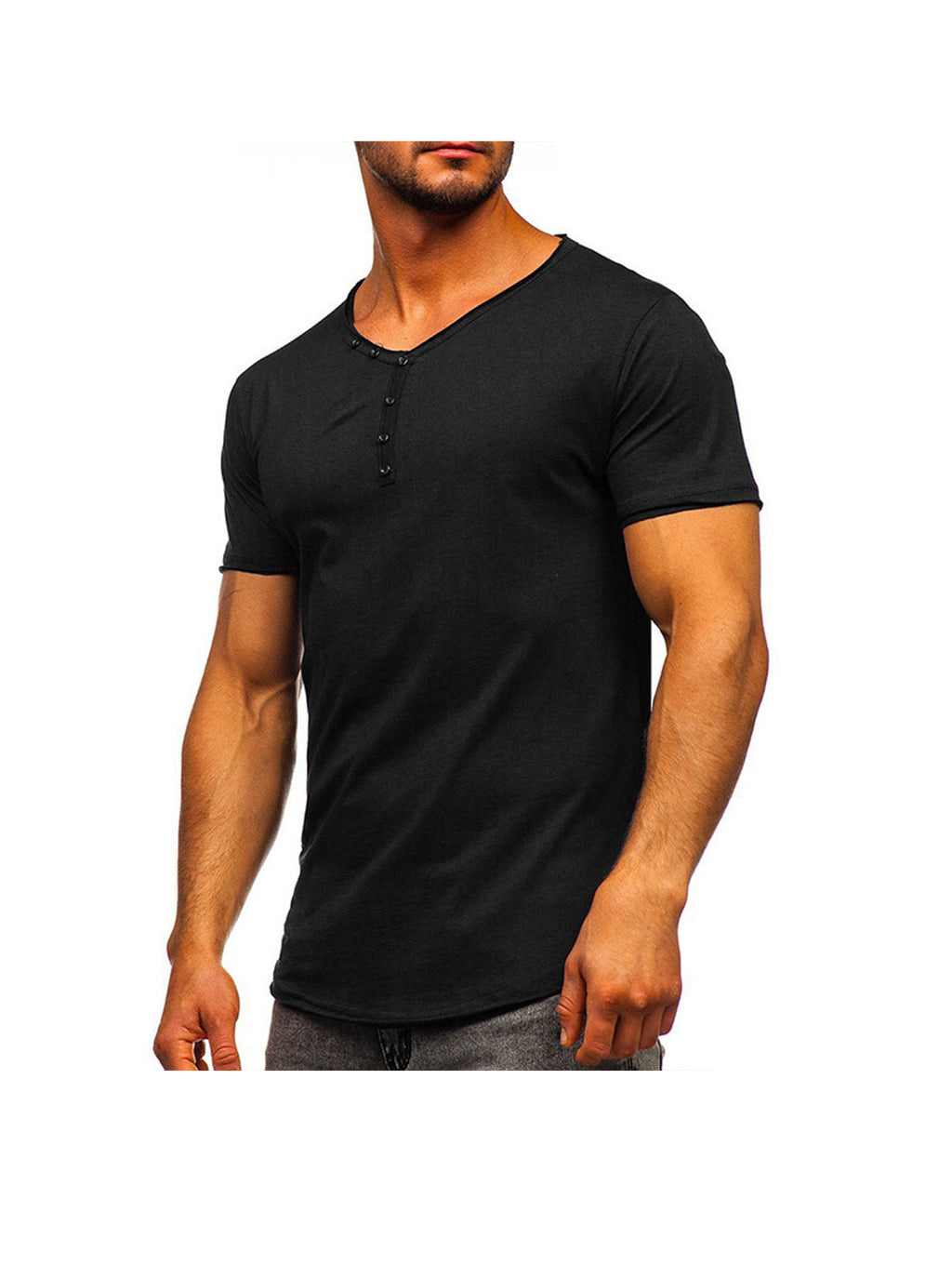 Eddie Solid Color Basic Henley T-shirt