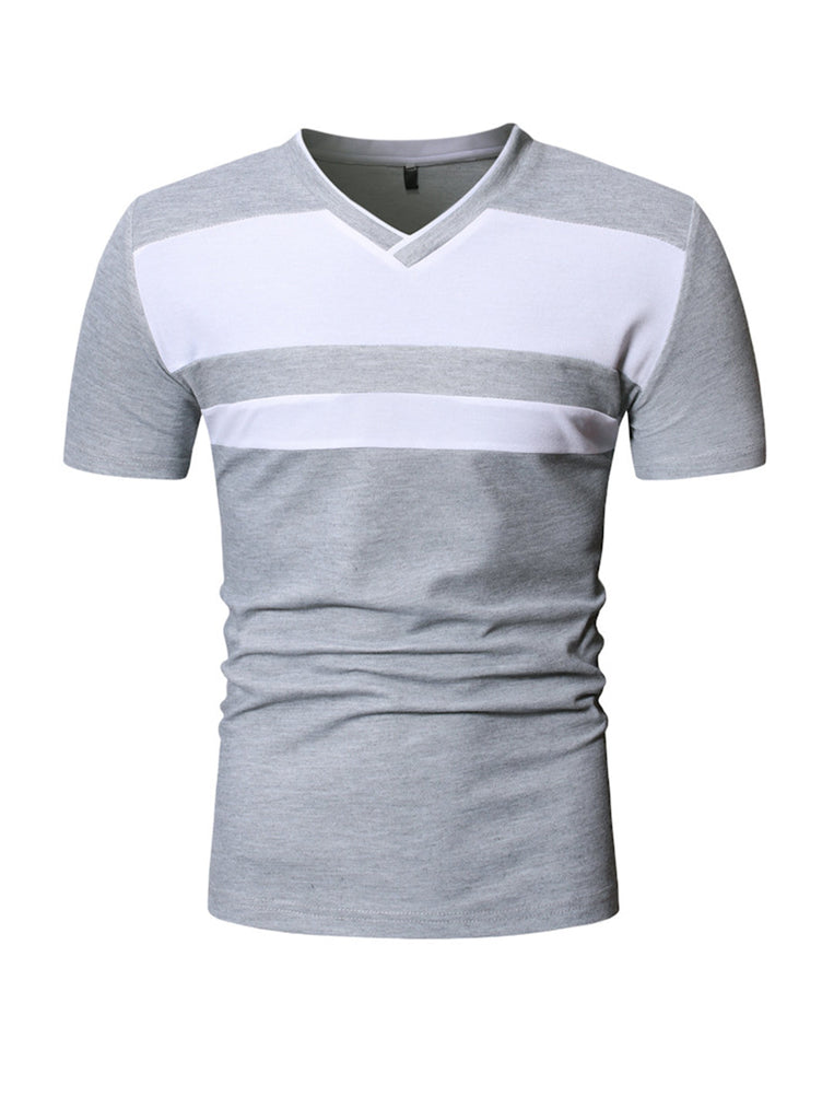 Kenney Color Block V Neck Casual T-shirt