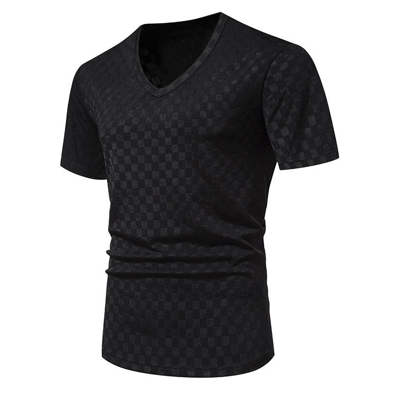 Men's Solid Color V-neck Short Sleeve T-Shirt