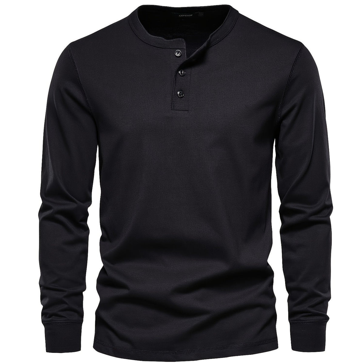 Rogers Solid Color Casual Henley  Long Sleeve T-shirt
