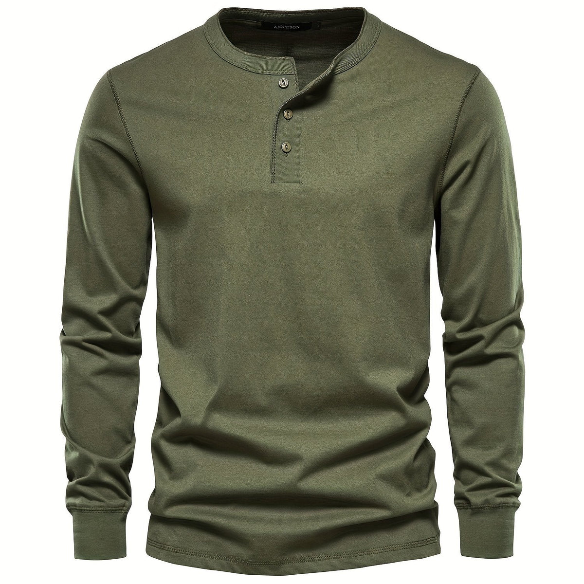 Rogers Solid Color Casual Henley  Long Sleeve T-shirt