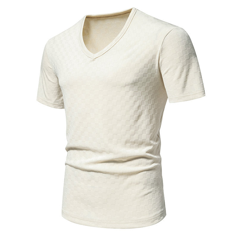 Men's Solid Color V-neck Short Sleeve T-Shirt