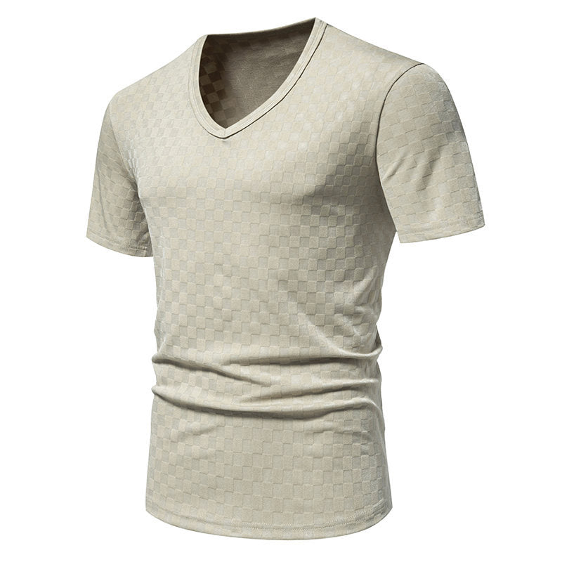 Men's Solid Color V-neck Short Sleeve T-Shirt