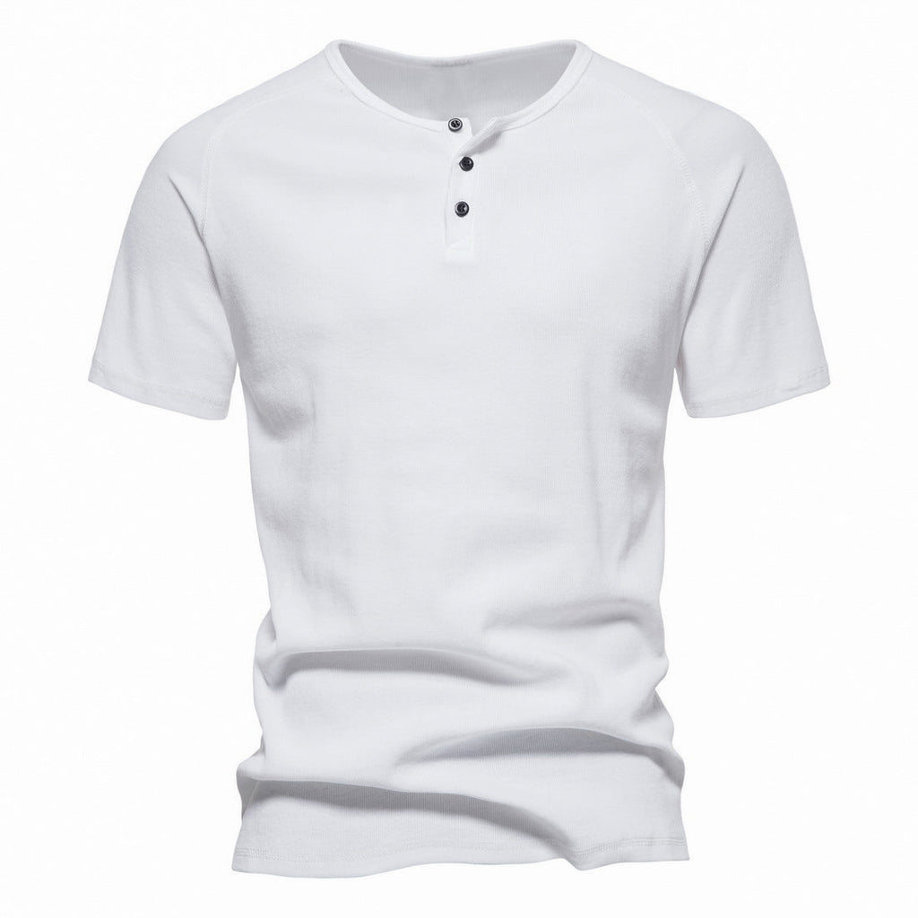 Men's Basic Casual Slim Short Sleeve Henley T-Shirt