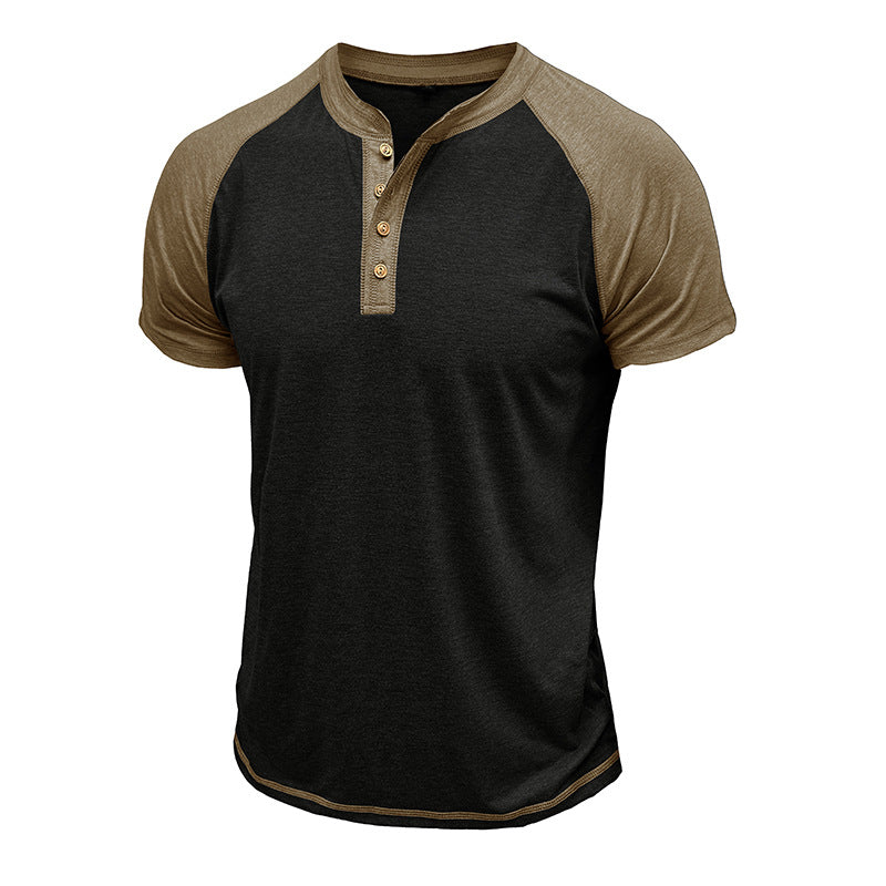 Men's Colorblock Short Sleeve Henley T-Shirt
