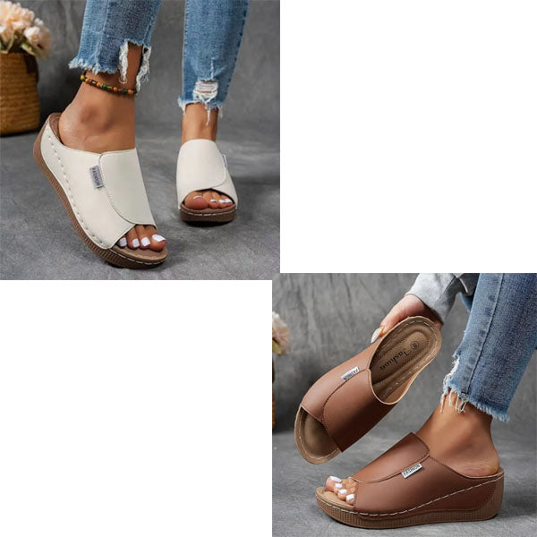 Comfortable Slides with Arch Support - Women's Plain Breathable Sandals