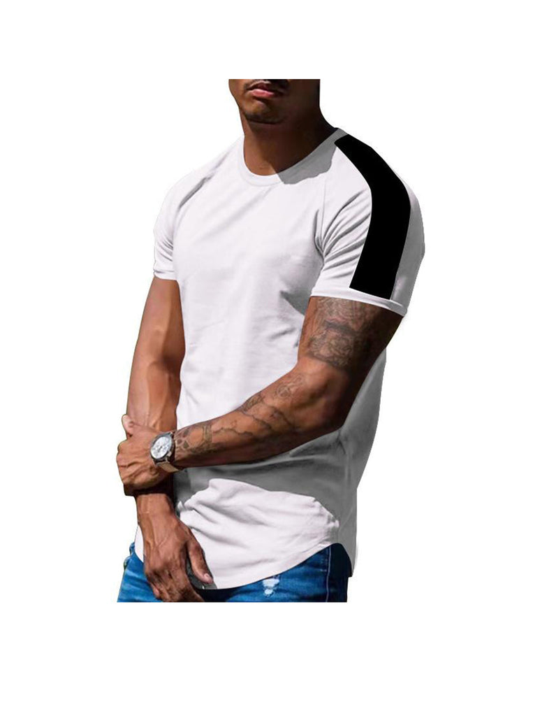 Russell Crew Neck Patchwork Short-sleeved T-shirt