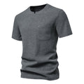 Men's Solid Color V-Neck Short Sleeve T-Shirt with Pocket