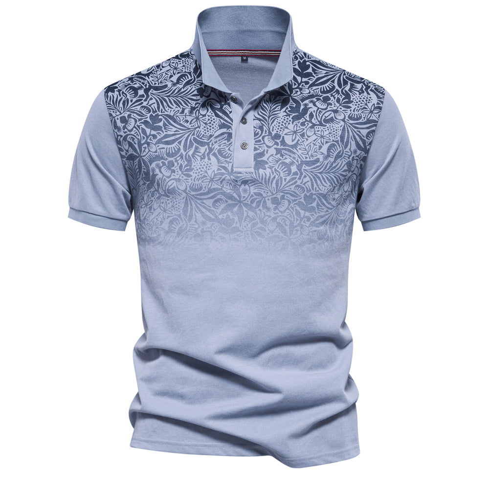 Men's Casual Gradient Printed Lapel Polo Shirt