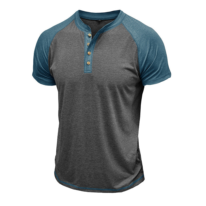 Men's Colorblock Short Sleeve Henley T-Shirt