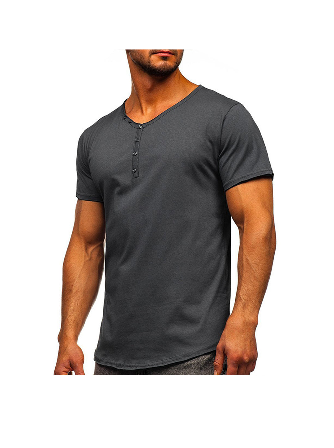 Eddie Solid Color Basic Henley T-shirt