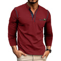 Men's Long Sleeve Color Block Henley T-Shirt