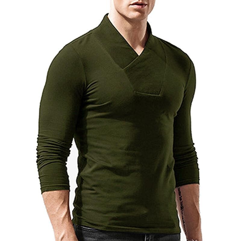 Men's Solid Color Turtleneck Long Sleeve T-Shirt