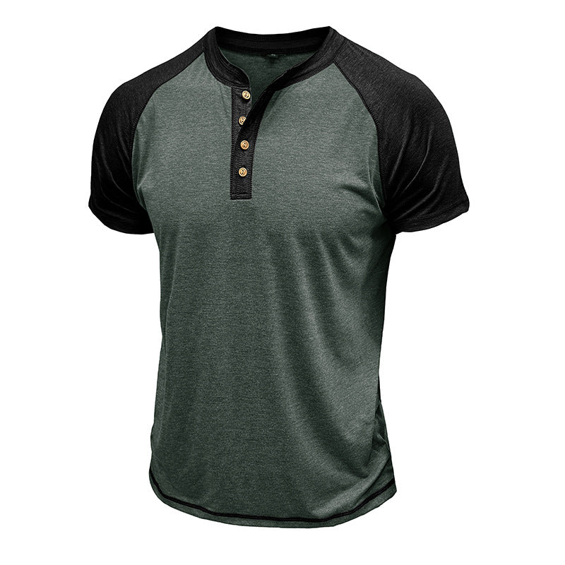 Men's Colorblock Short Sleeve Henley T-Shirt