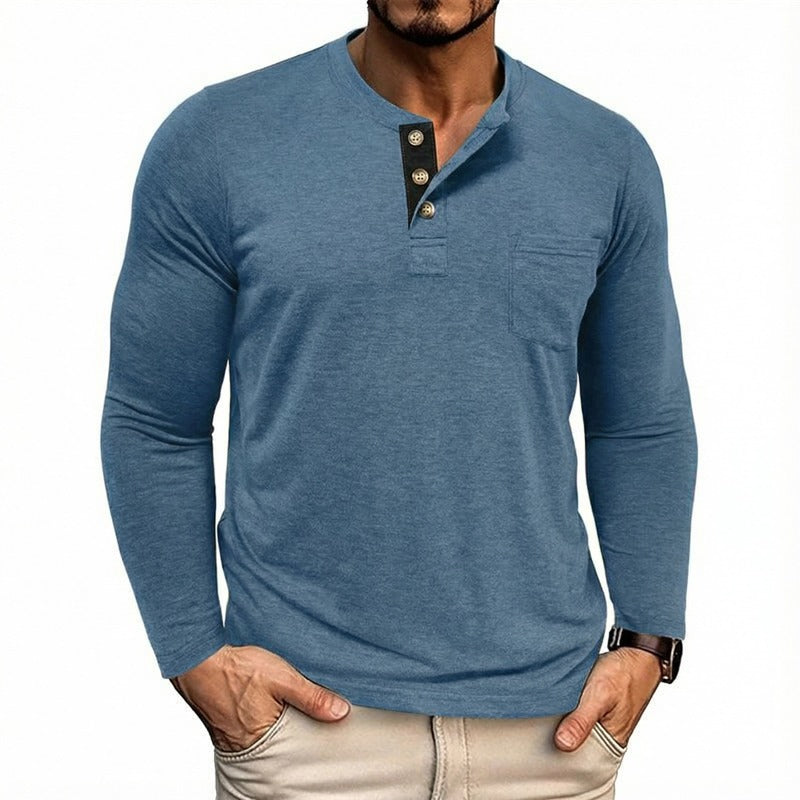 Men's Casual Long Sleeve Henley T-Shirts