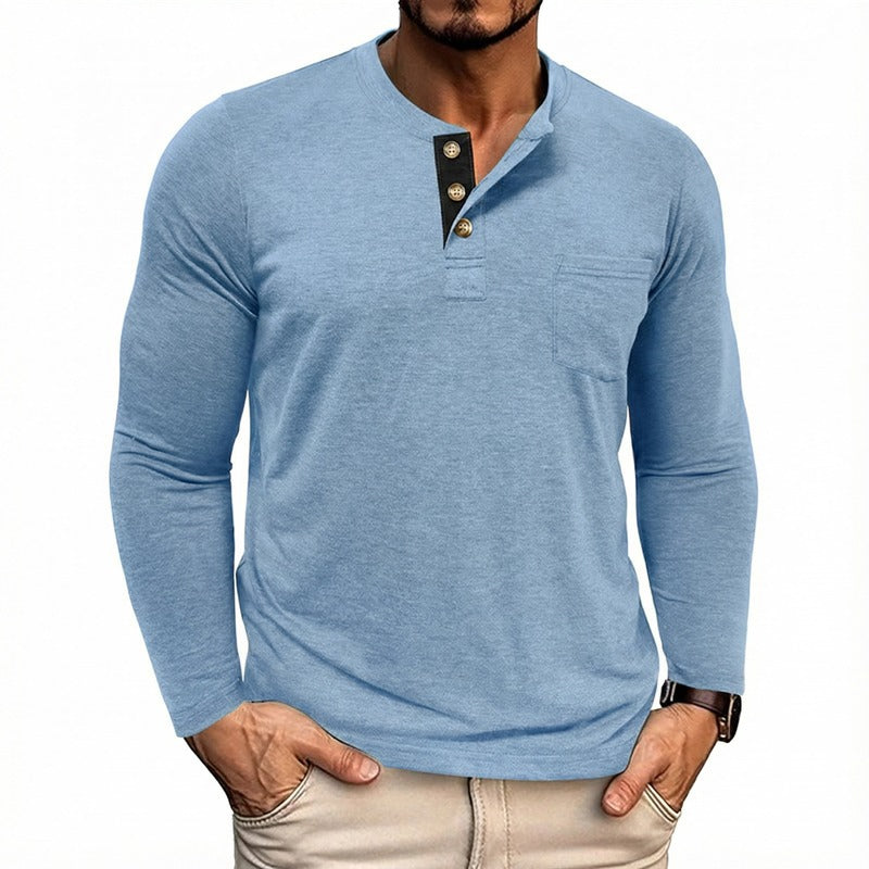 Men's Casual Long Sleeve Henley T-Shirts