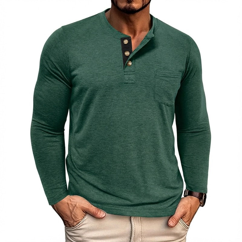 Men's Casual Long Sleeve Henley T-Shirts