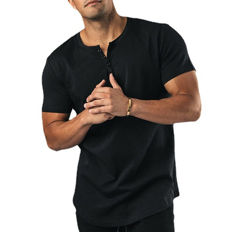 Men's Henley Shirt T shirt Solid Color