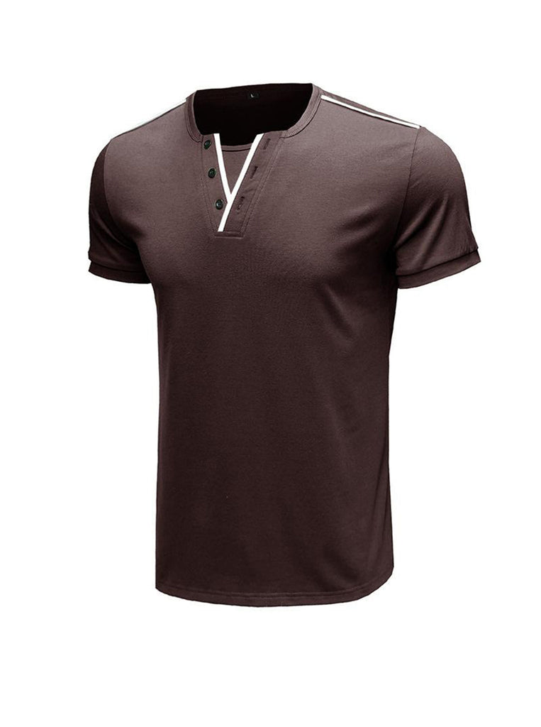Daniel Contrast Trim V-neck Henry T-shirt
