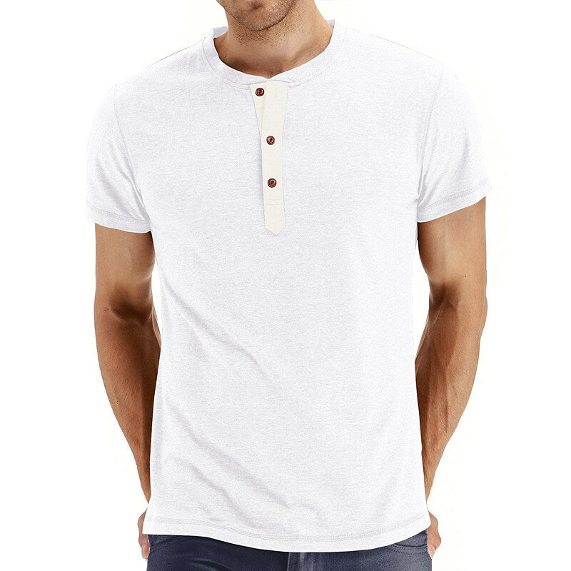 Men's Henley Shirt T shirt Solid Color