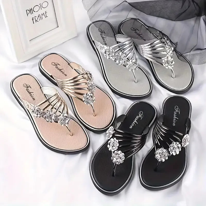 🔥LAST DAY 50% OFF - Women's Floral Flat  Fashionable Open Toe Non Slip Flip Flops