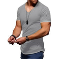 Men's Solid Color V Neck Street Casual T-shirt
