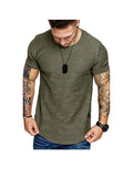 Men's Textured Solid Color High Quality Crew Neck T-shirt Soft Breathable