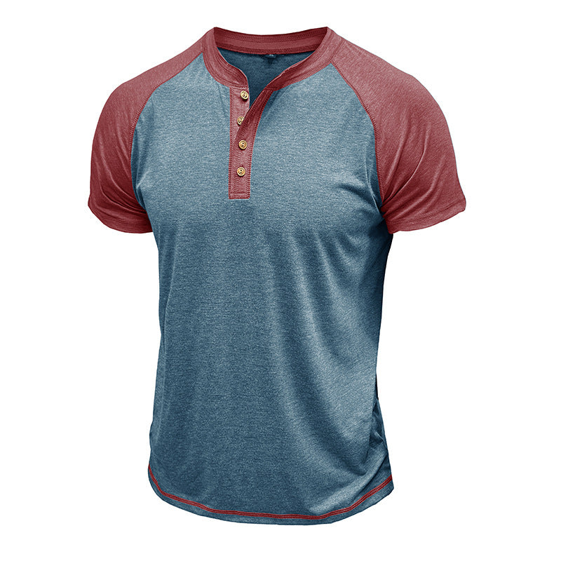 Men's Colorblock Short Sleeve Henley T-Shirt