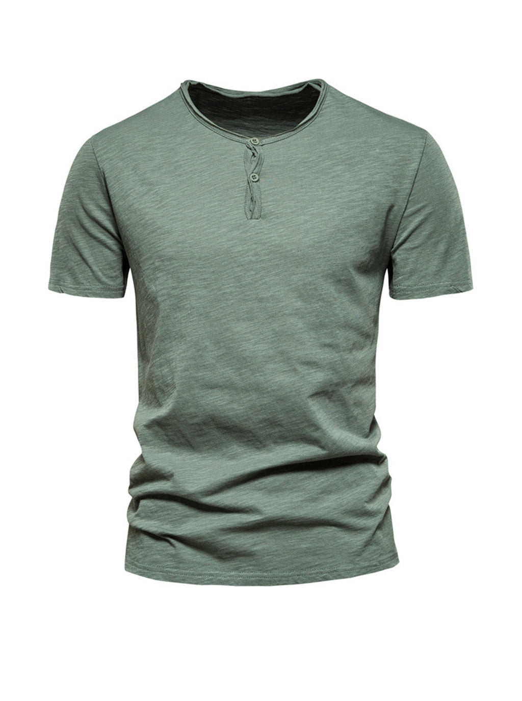 Harold Solid Color Henry Collar T-shirt