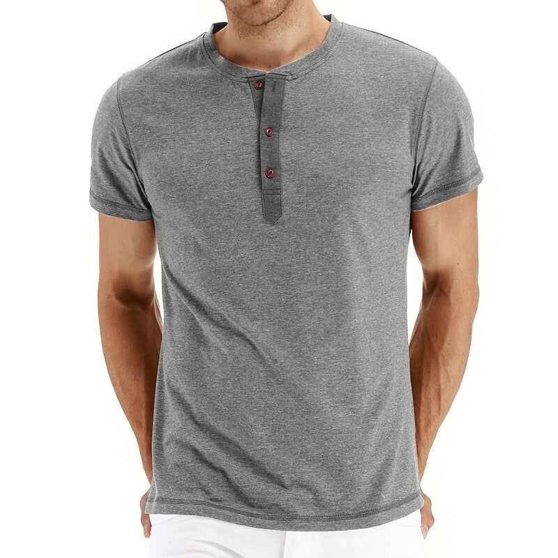 Men's Henley Shirt T shirt Solid Color