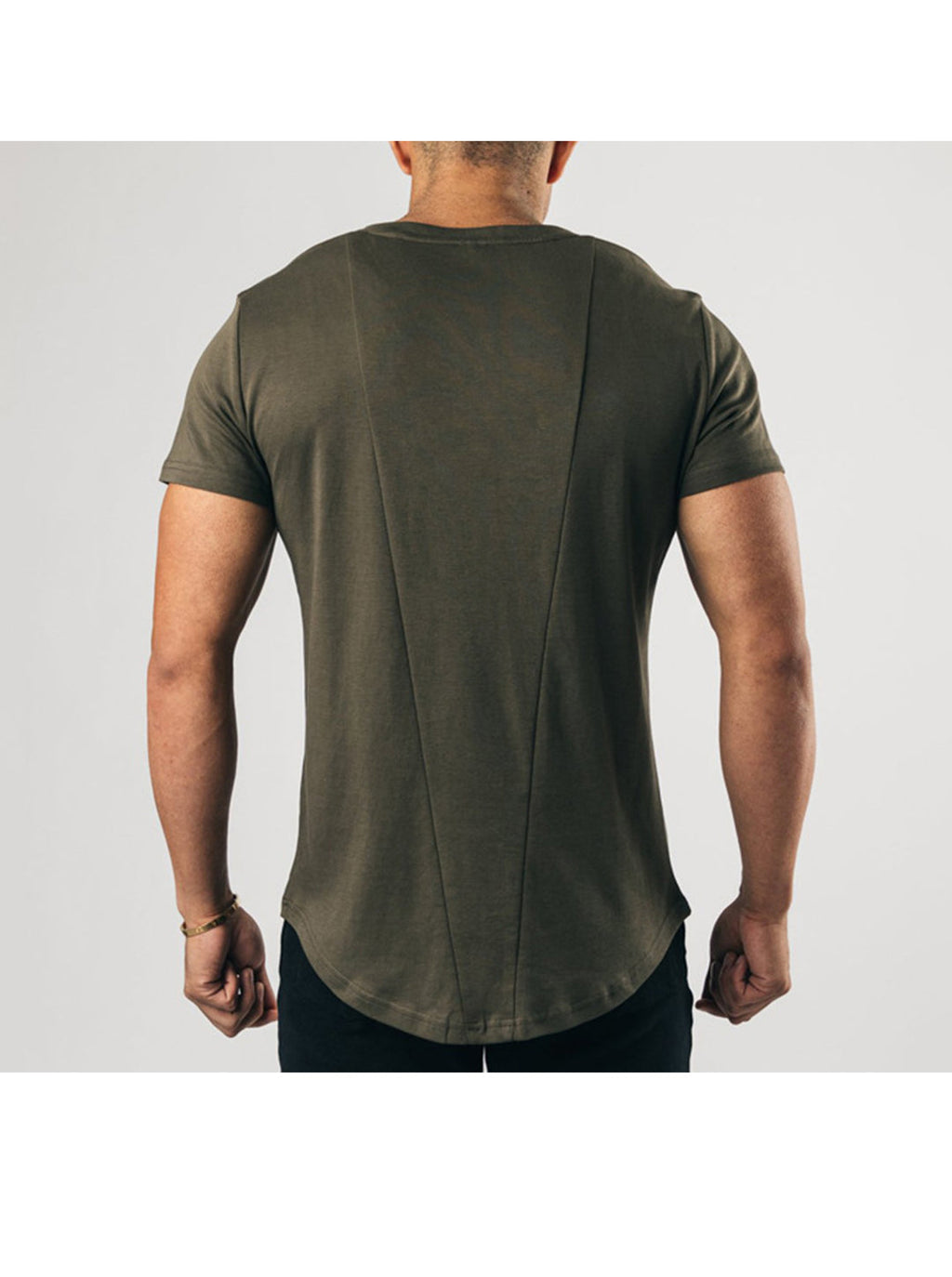 Rolland Solid Color Henley Back Waist Design Short Sleeve T-shirt