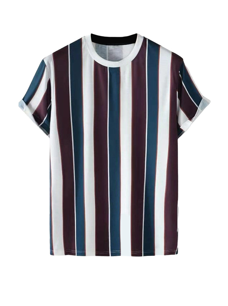 Marvin Colorful Print Striped Short Sleeve T-Shirt