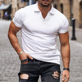 Men's Solid Color Notch Neck Casual Short Sleeve T-shirt