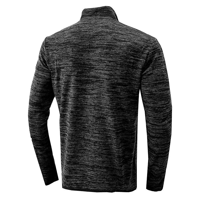 Men's Slub Yarn Half Zip Stand Collar  Long-sleeve T-shirt