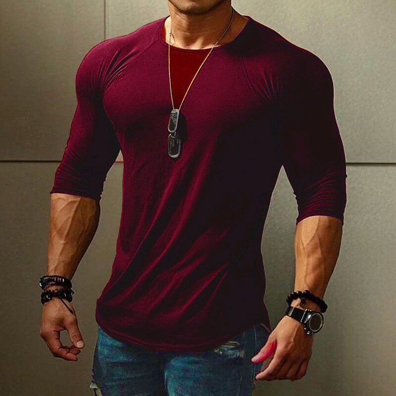 Men's Tee T shirt Solid Color Crew Neck