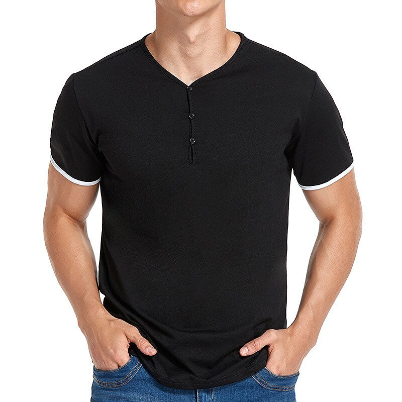 Men's Henley Shirt T shirt Solid Color