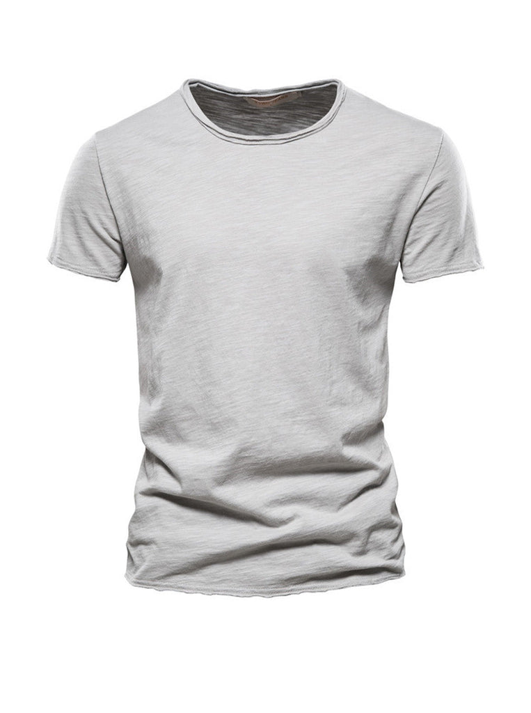Men's Textured Solid Color Crew Neck T-shirt