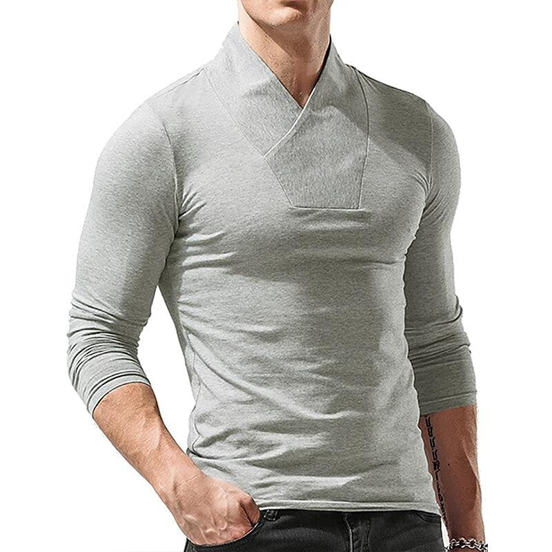 Men's Solid Color Turtleneck Long Sleeve T-Shirt