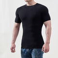 Men's Two-tone Textured Crew Neck Rib Knit Short Sleeve T-Shirt