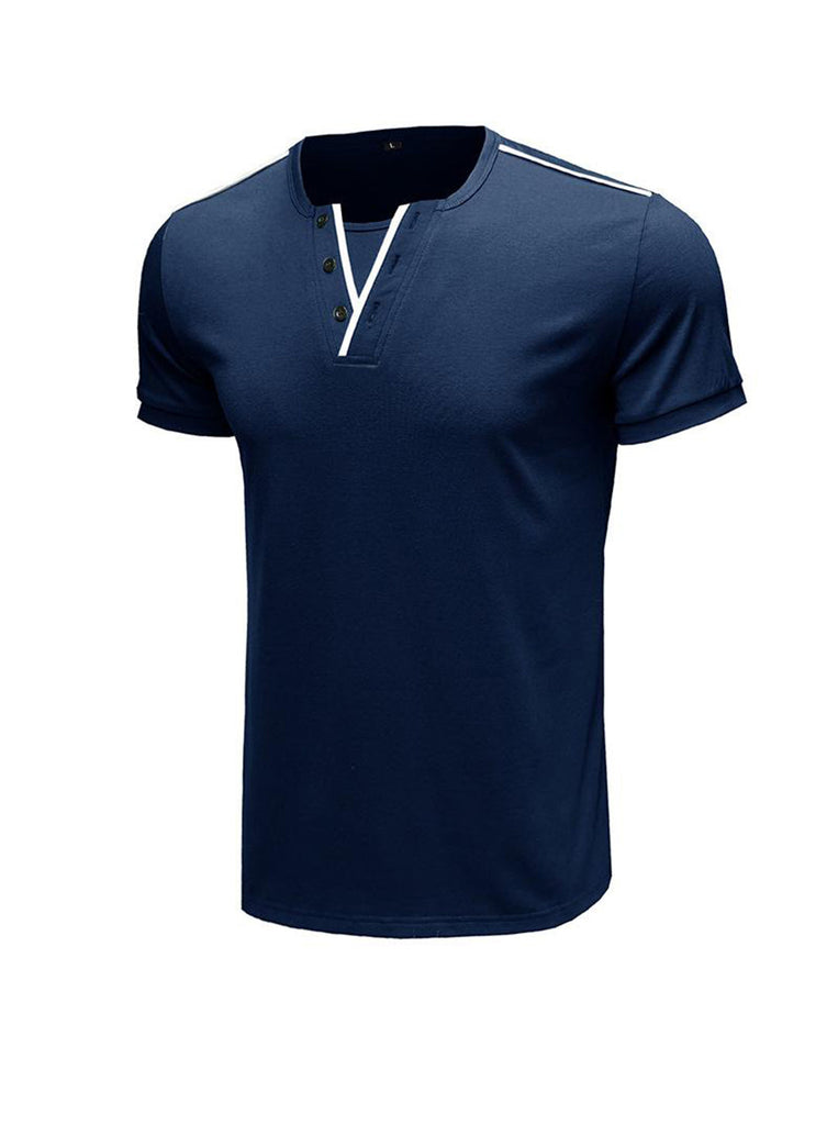 Daniel Contrast Trim V-neck Henry T-shirt